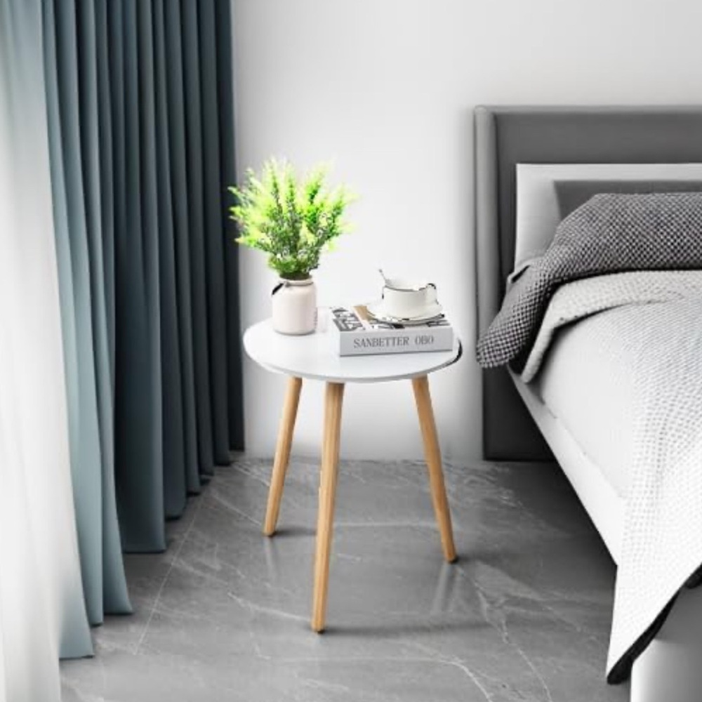 Modern White Round Side Table new in box